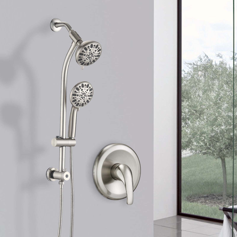 Complete Shower System with Rough in-Valve, Brushed Nickel