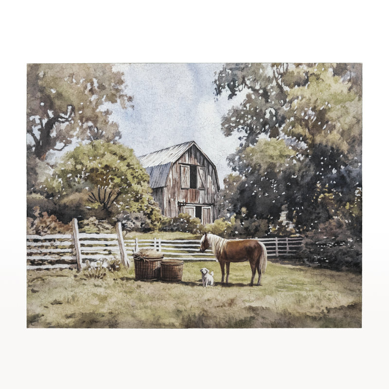 59X47" Barnyard Landscape Wall Art