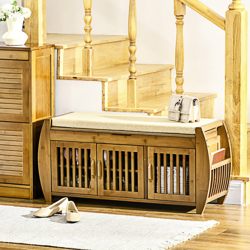 Shoe Bench With Storage Cabinets