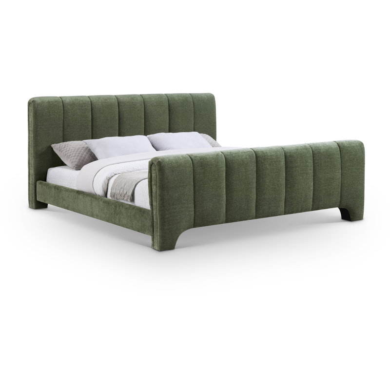 Lit en chenille Zerina, Double, Tissu chenille vert