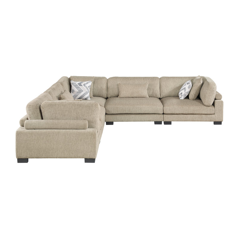 Canapé modulaire 5 pièces Connell, Microfibre/microsuède brun