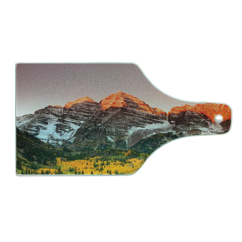 Ambesonne Ambesonne Colorful Tempered Glass Cutting Board America Mountain Peaks Multicolor