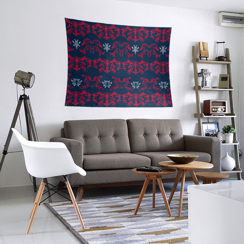 Tapisserie baroque en microfibre New England Football, H 27,5 po x l 37,5 po, Bleu marine / rouge / gris