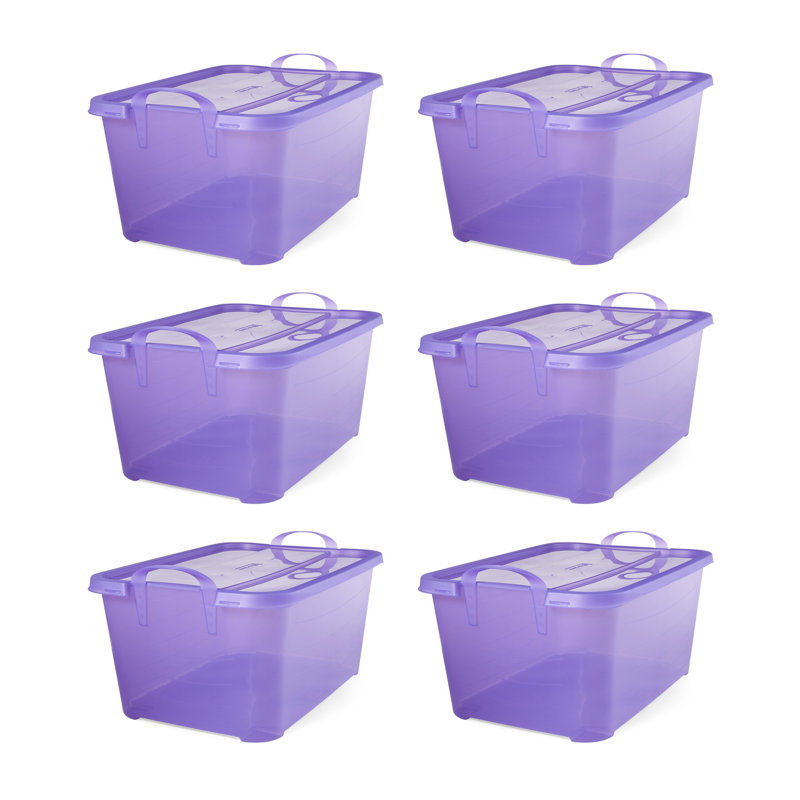 Life Story Stackable Home Organization Lidded Storage Container, Purple, 55 qt.
