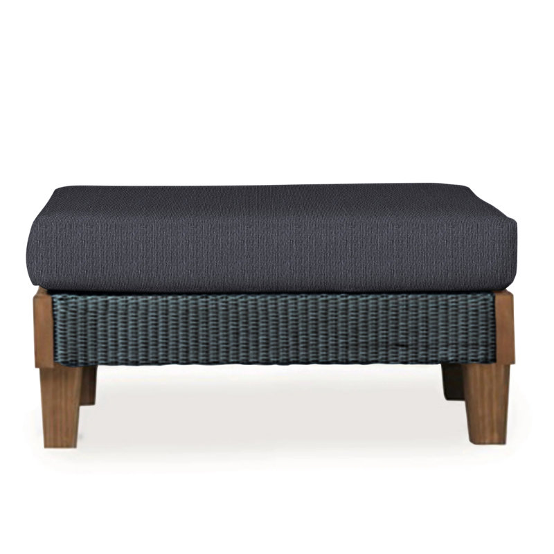 Catalina Outdoor Ottoman, Decorline Navy, Ivory