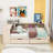 Daybed with Upholstered Headboard, Built-in Desk, Drawers, Shelves and Charging Station-106491002-106898959