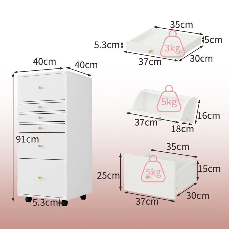 Compact Mobile Dressing Table with Flip-top LED Mirror & 2 Drawers - White Vanity Desk