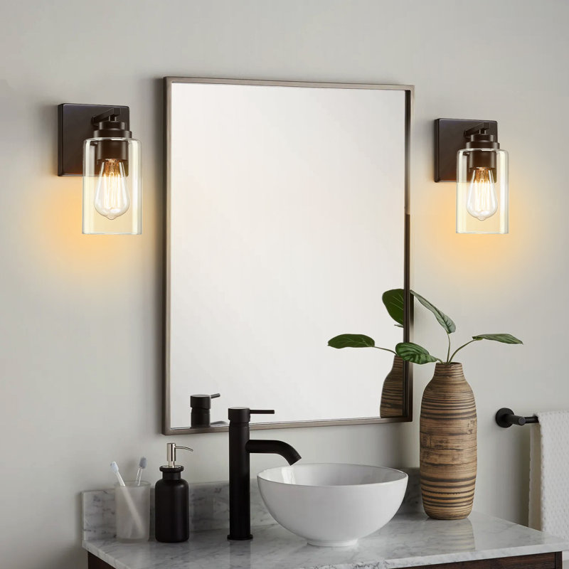 2 - Light Dimmable Bath Sconce, Matte Black