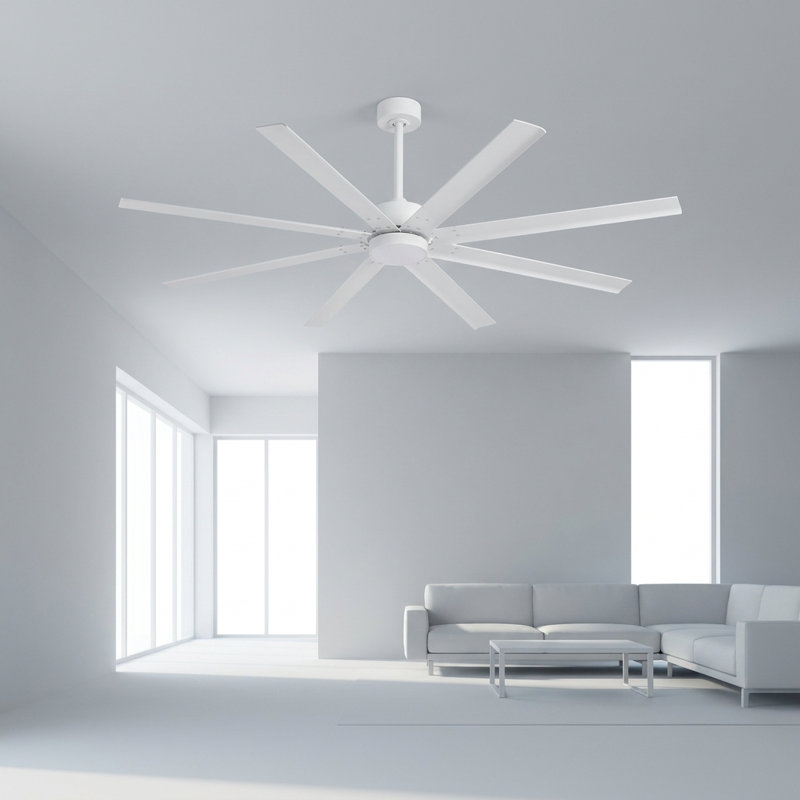 Industrial Ceiling Fan With Light, 8 Aluminum Blades, Dc Motor, Remote & Smart App Control, Dimmable Led, Reversible For Large Rooms