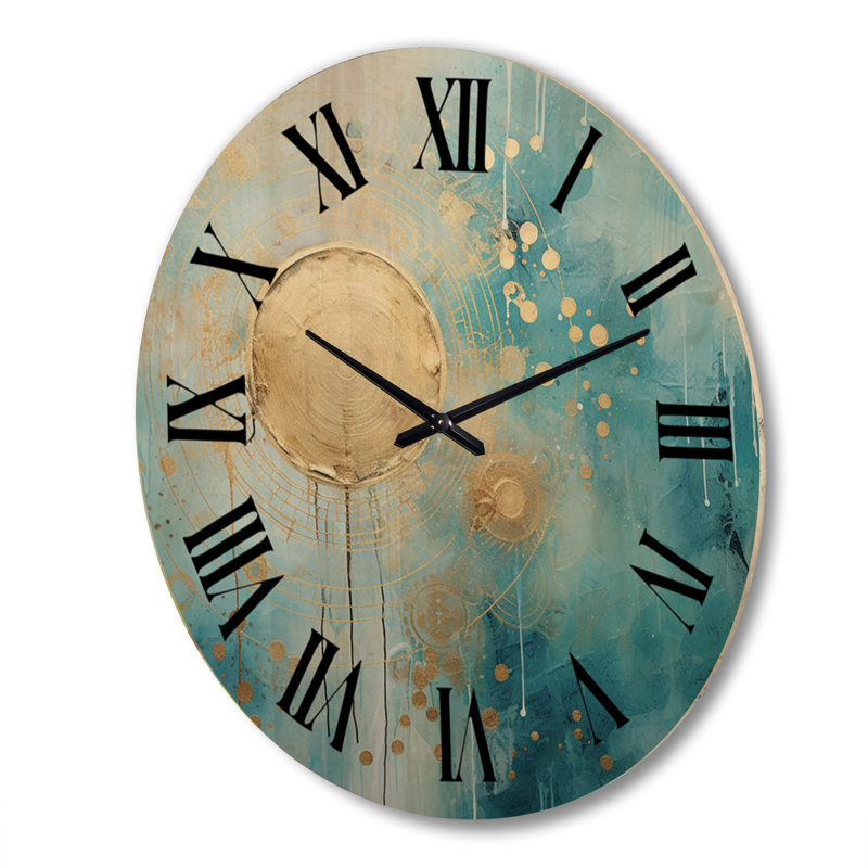 Horloge murale en bois massif Amesha, Très grand