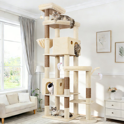 83" Tall Cat Tree For Large Cats, Multi-level Cat Towerplayground For 4+ Cats With 2 Condos, 3 Perches,hammock, Soft Velvet, Unlike Any Cat Tree Small, Easyassembly