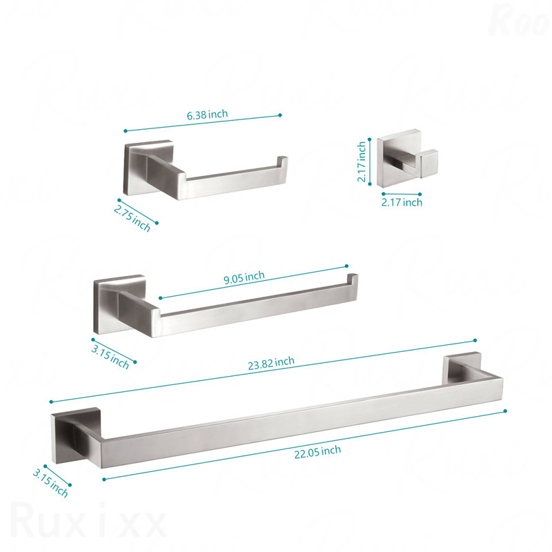 Ensemble de quincaillerie de salle de bain 4 pièces, Brushed Nickel
