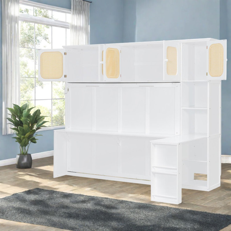 Lits peu encombrants, lit escamotable en bois et panneau de fibres à densité moyenne avec rangement pour bureau personnel