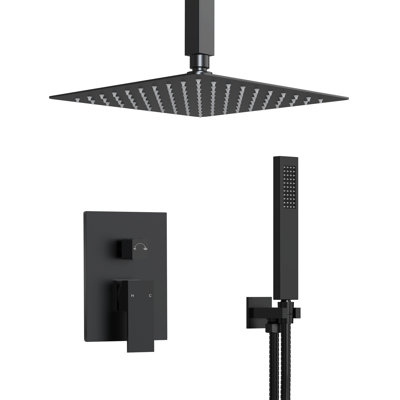 Système de douche à pluie haute pression 10 po, robinet de douche à fixation au plafond avec douchette