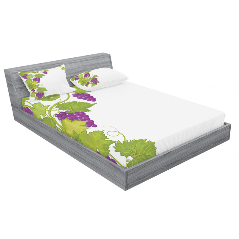 Ensemble de draps Vineyard with Swirled Leaves, Taie d'oreiller taille double, Vignoble