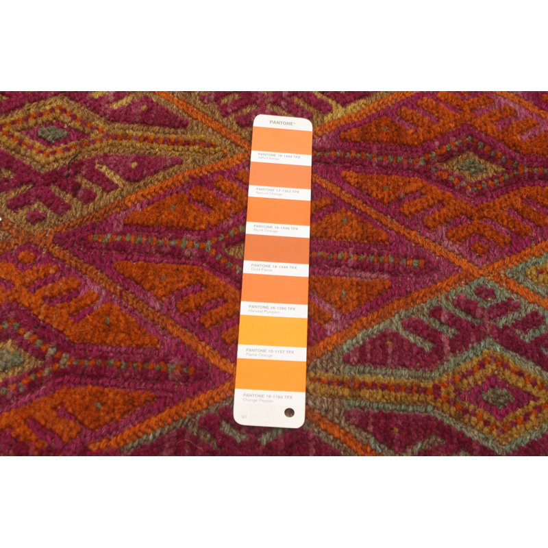 Tapis orange brûlé noué à la main de conception unique 4 pi 9 po x 6 pi 3 po Jobani