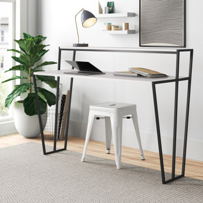 Aires Modern Study Desk Oak With Monitor Stand 124cm Wide
