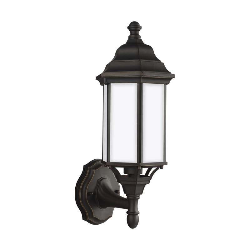 Lanterne murale d'extérieur à une lumière Sevier , Bronze antique avec abat-jour givré, H 16,25 po x l 6,5 po x P 6,5 po, Non