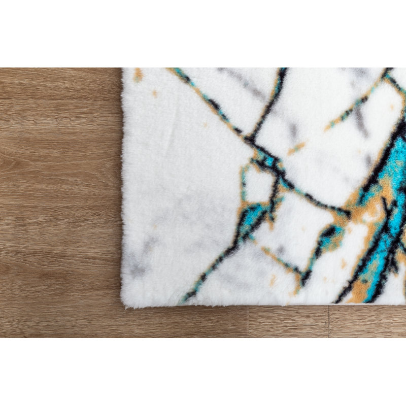 Tapis blanc / noir / turquoise Way Wick