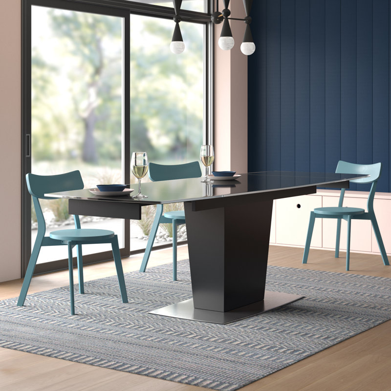 Angelique Glass Top Dining Table, 75cm H x 160cm L x 90cm W, White/Silver, White