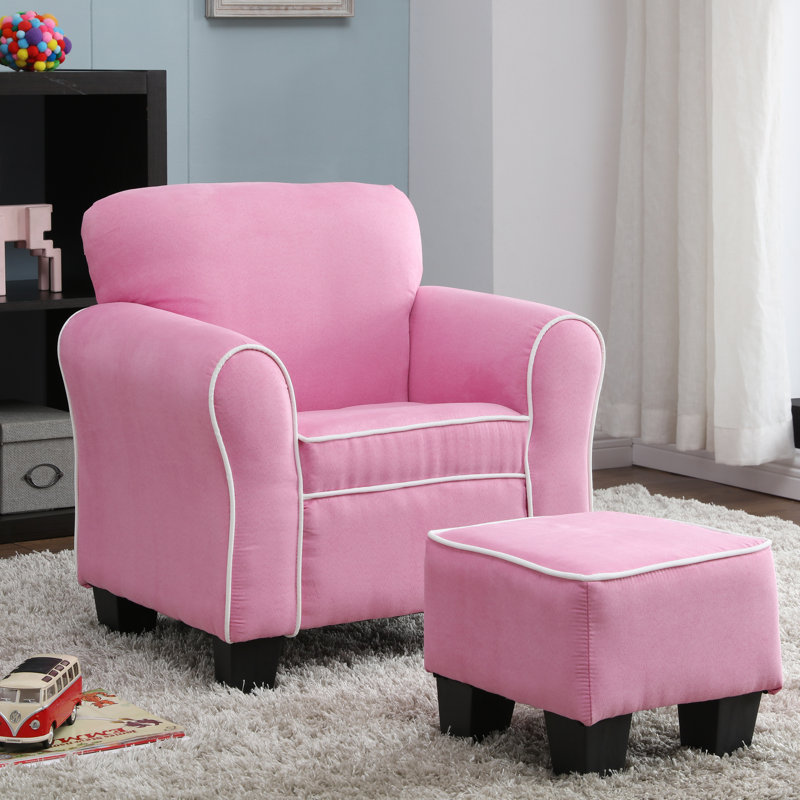 Fauteuil pour enfant avec repose-pieds Aalborg, Rose