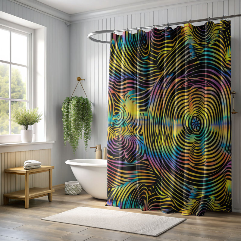 Couleurs psychédéliques - Rideau de douche Premium, H 74 po x l 71 po