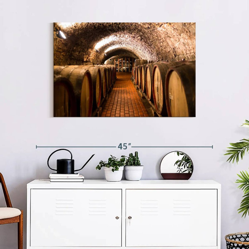 Winery Wine Barrels - Impression sur toile tendue, H 24 po x l 36 po x P 1,25 po