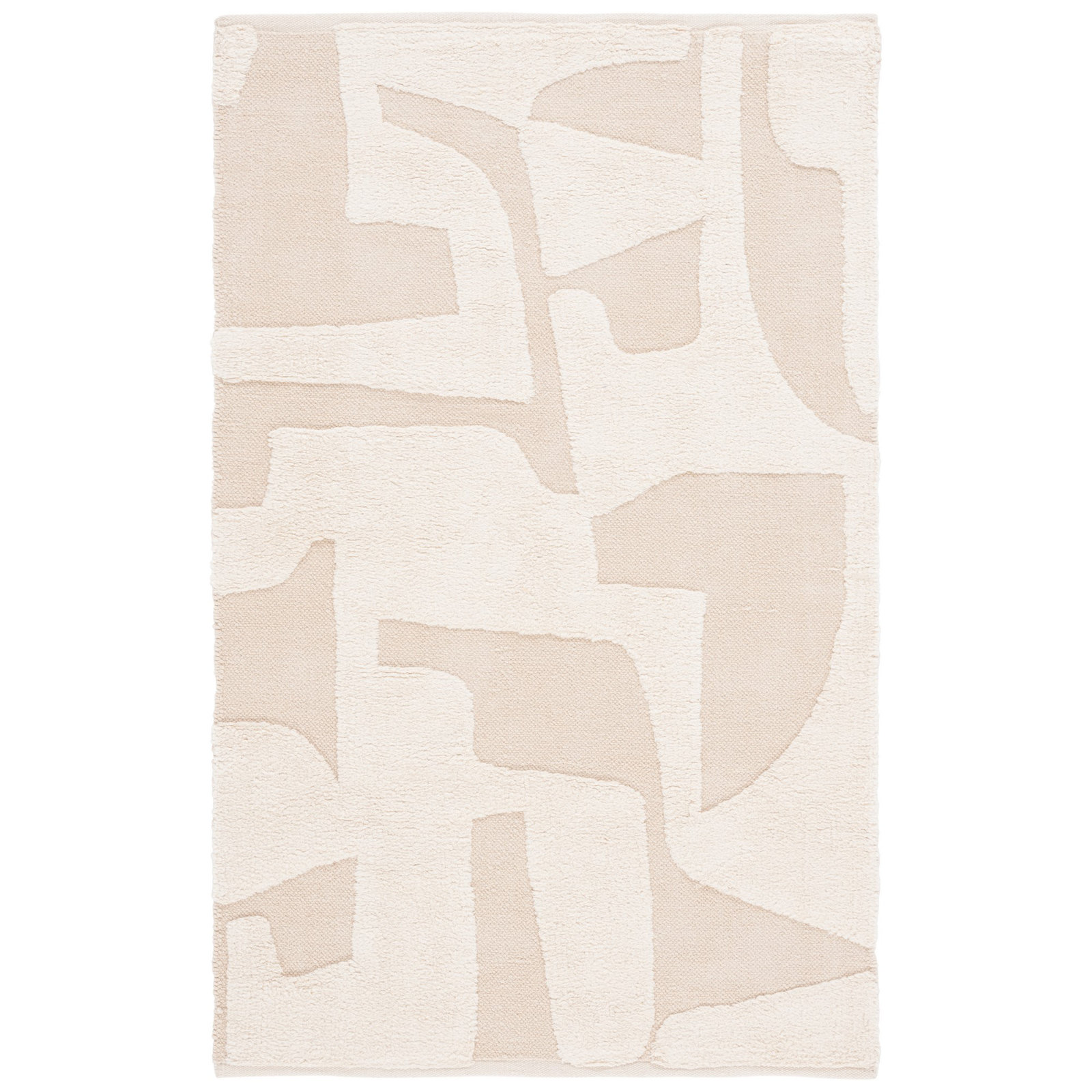 Sarya Ivory Hand-Woven Abstract Rug, Rectangle 3' x 5'