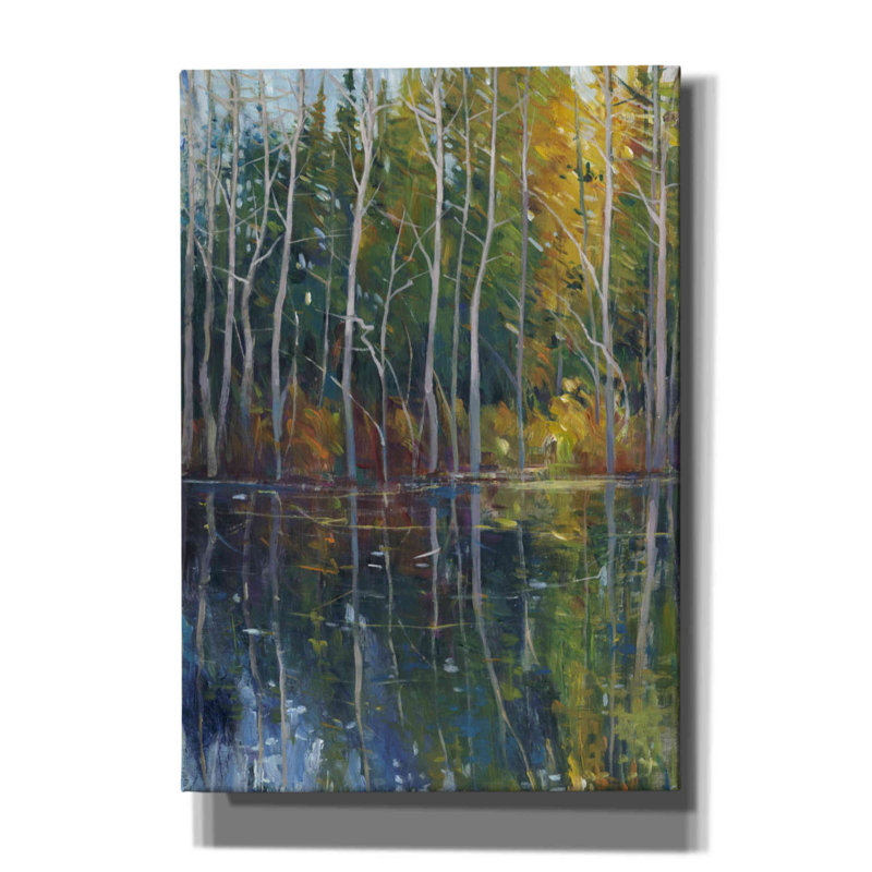 «Pine Reflection II» par Tim O'toole, art mural sur toile, H 26 po x l 18 po x P 0,75 po