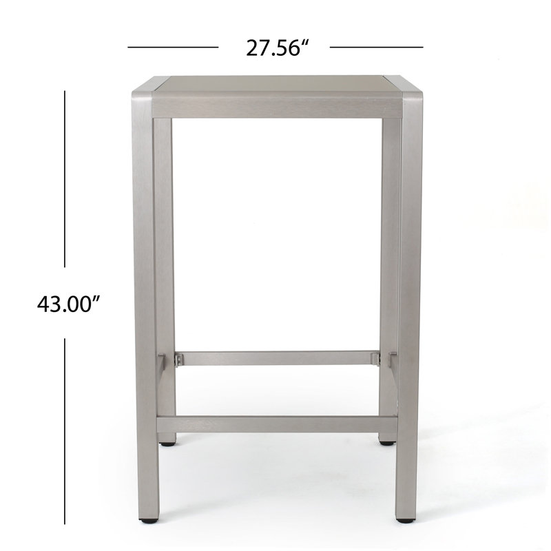 Caggiano Square Glass Outdoor Bar Table