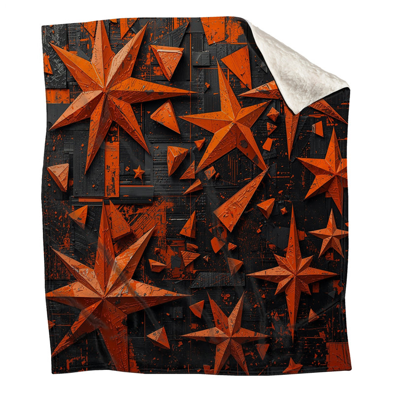 Couvertures orange en forme d'étoile, L 60 po x H 80 po