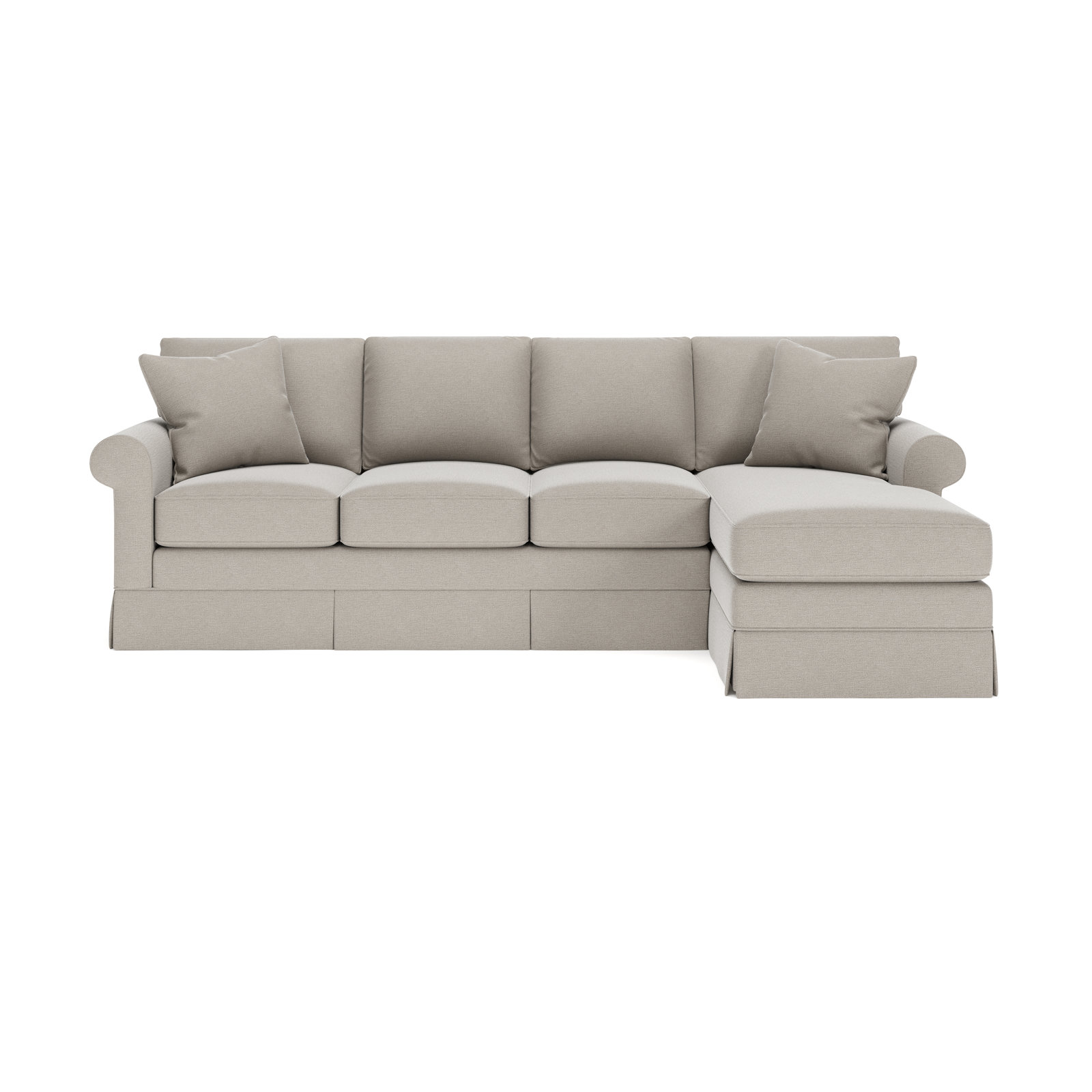 Friedman Upholstered Sectional with Chaise, Right Hand Facing, Drusky Linen Sustain® Basketweave