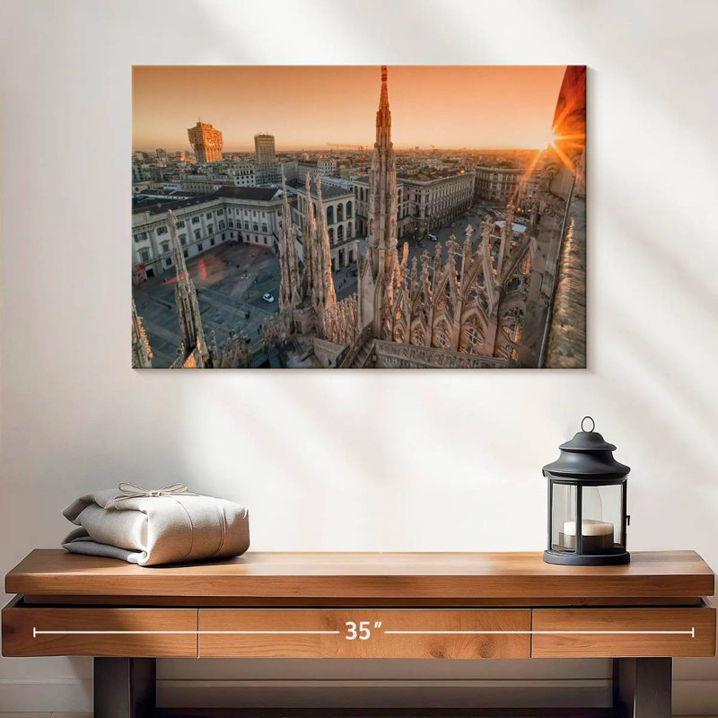 Coucher de soleil sur la place Milan, H 16 po x l 24 po