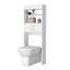 Armoire de rangement de salle de bain blanche à 2 portes avec tablettes ouvertes, autoportante pour les besoins de la toilette, organisant efficacement les fournitures, d'une hauteur de 63 pouces