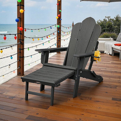 HDPE Folding Adirondack Chair Lounge with Ottoman & Ergonomic Design