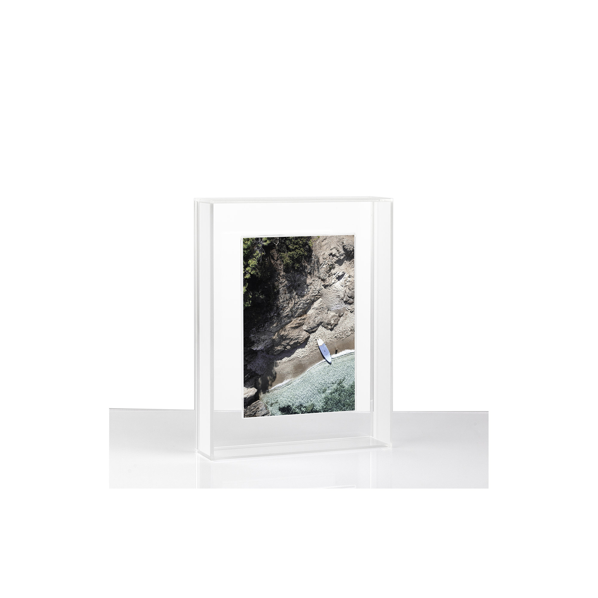 Float Frame for Tabletop or Wall with Magnetic Photo Holder, Frost, 4" x 6"