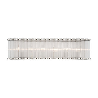 Vanity, 32", Polished Nickel, Ribbed Glass