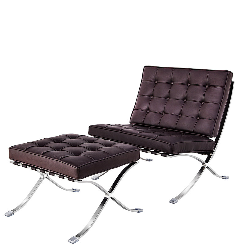 Méridienne pliable avec repose-pieds Bettyjane, Dark Brown Genuine Leather
