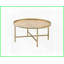 Chêne contemporain Table basse ronde dorée avec base en métal - Centre de table élégant et robuste