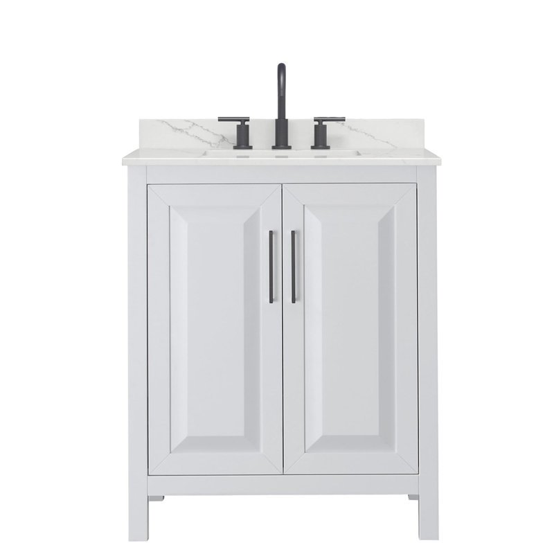 Daria 30'' W Vanity, White, Matte Black, Giotto Quartz