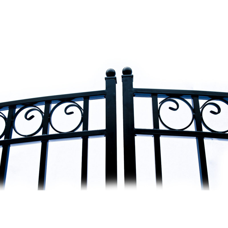 Barrière d'allée à double battant avec porte piétonne Dublin Steel, H 72 po x l 216 po