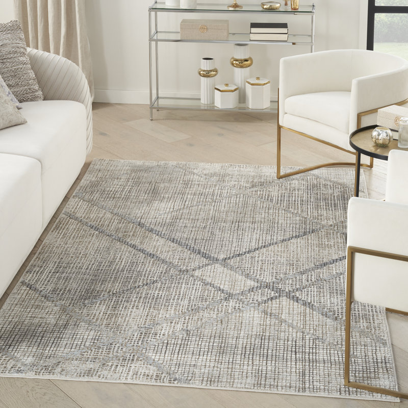 Tapis abstrait gris / moka Douglass, Rectangle 3 pi 11 po x 5 pi 11 po