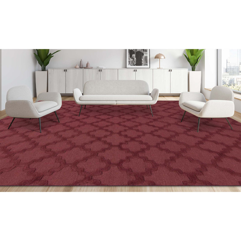Wool Geometric Area Rug in Rust, Rectangle 5'9" x 8'9"