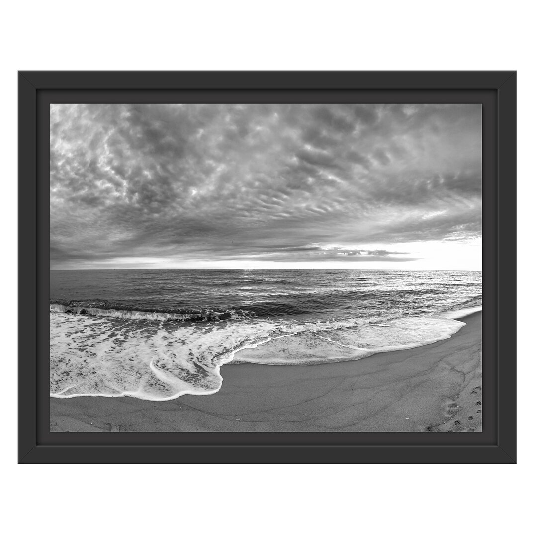 Gerahmtes Wandbild Strandufer Kunst B&W