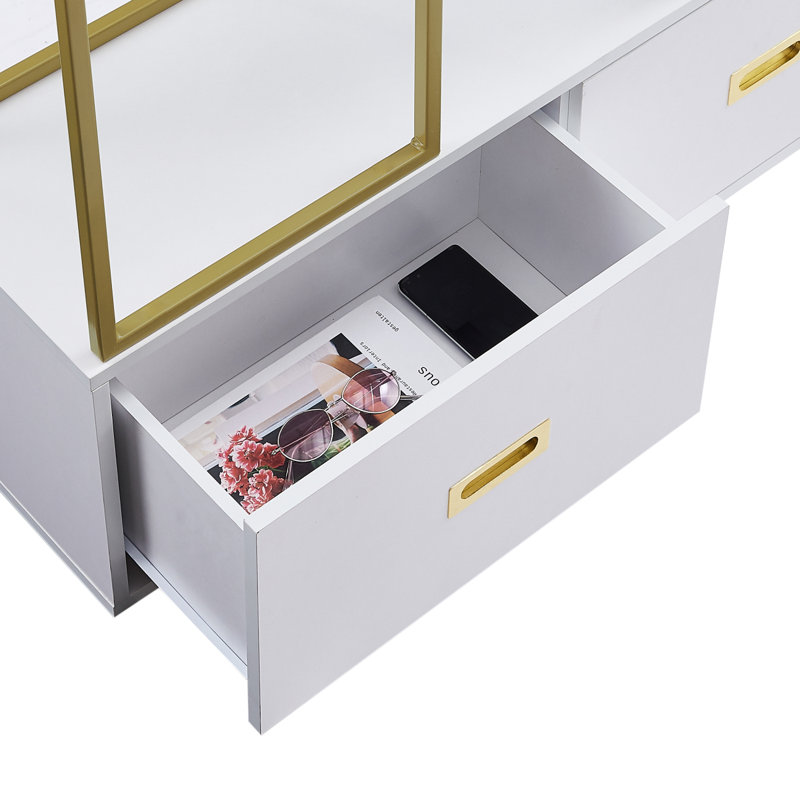 70.8 Inch Round Office Bookcase Bookshelf, Display Shelf, Two Drawers,Frame