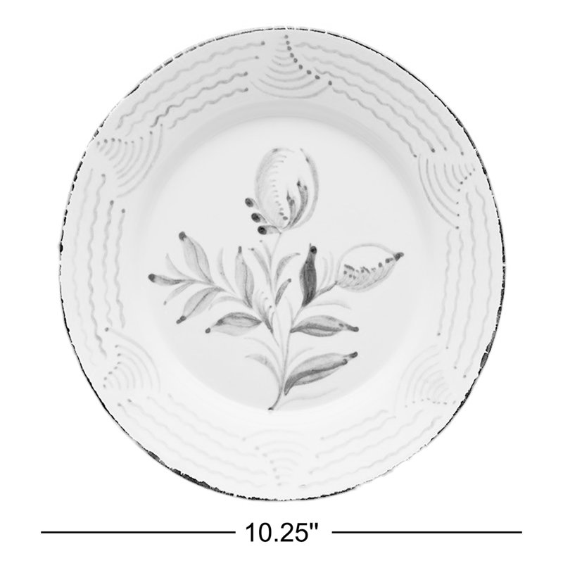 Casa Nuno Green and White Dinner Plates, Mixed Patterns, Set of 10