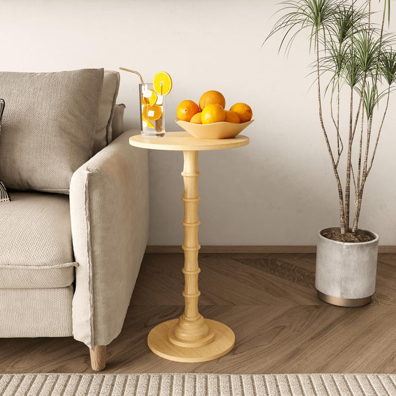 Table d'appoint ronde, petite table basse pour petits espaces, table de chevet moderne avec pieds en bois massif pour le salon, la chambre à coucher, les coins et le bureau (chêne)