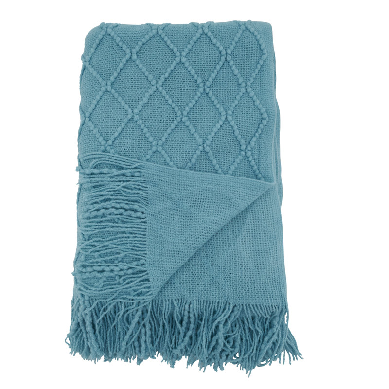 Sevan Collection Hand Woven Throw Blanket, Aqua