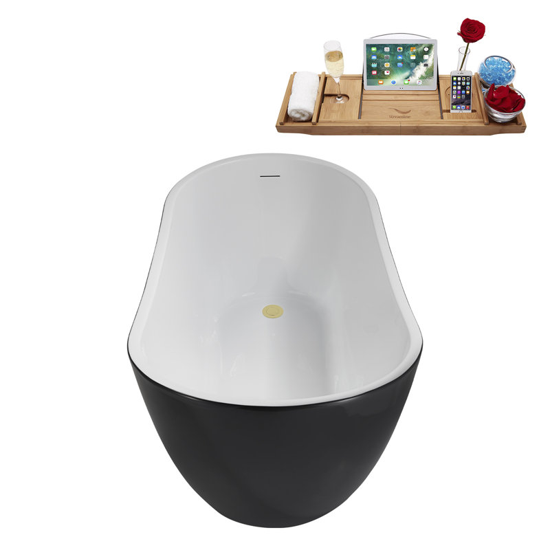 Baignoire autoportante et plateau 55 "avec drain interne Streamline, Laiton poli