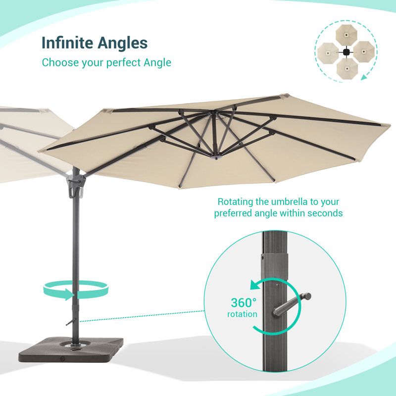 Parasol en porte-à-faux 11 pi Danasha, Sable
